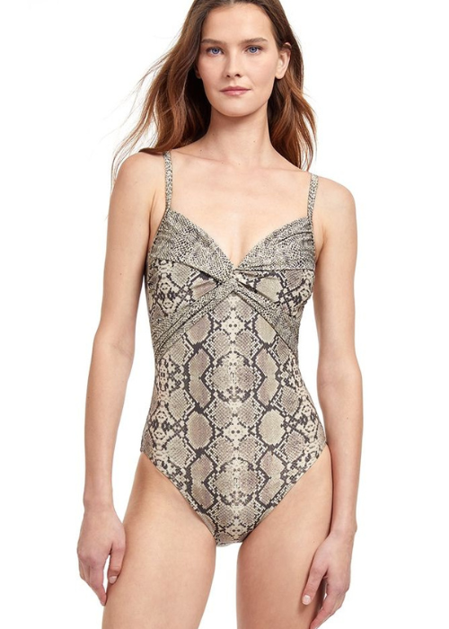 Snakeskin Wrap One-Piece Swimsuit 